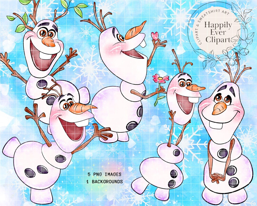 Watercolour Olaf Clipart Set / Cute Olaf 300 Dpi Digital Download Clipart / Olaf Sublimation ...