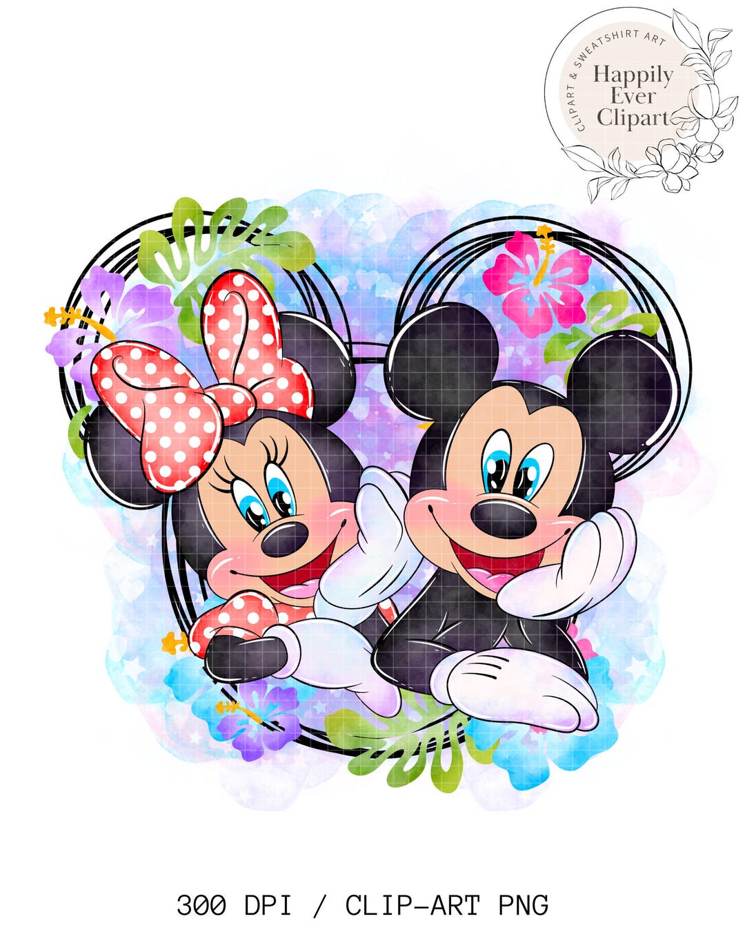 Watercolour Mickey Minnie Clipart / Mickey Minnie 300 Dpi Digital ...