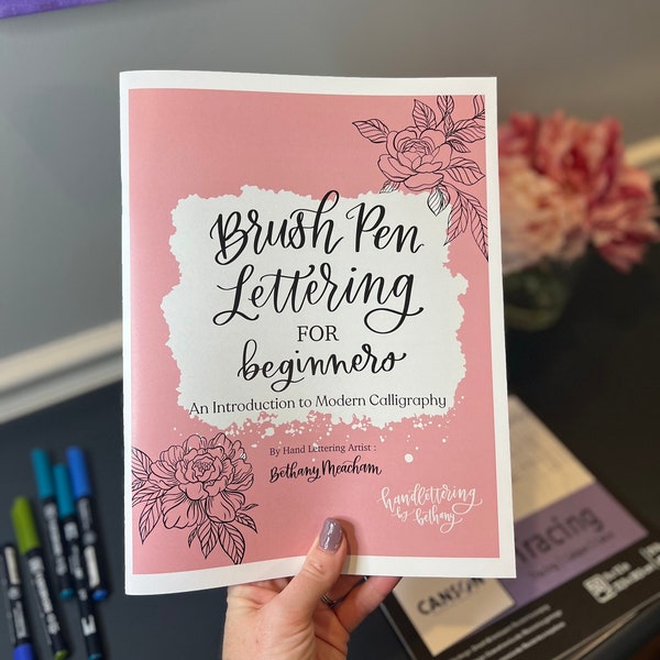 Brush Pen Lettering for Beginners workbook - Learn Calligraphy / Hand Lettering, Calligraphy Tracing Practice, Hand Lettering Beginner guide