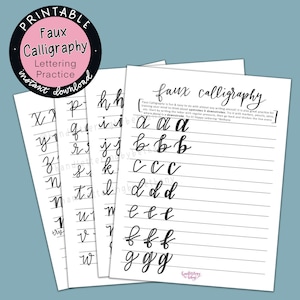 Tutoriel de fausse calligraphie - entraînement de lettrage imprimable - entraînement de calligraphie - entraînement de lettrage à la main - téléchargement immédiat - faux calligraphie