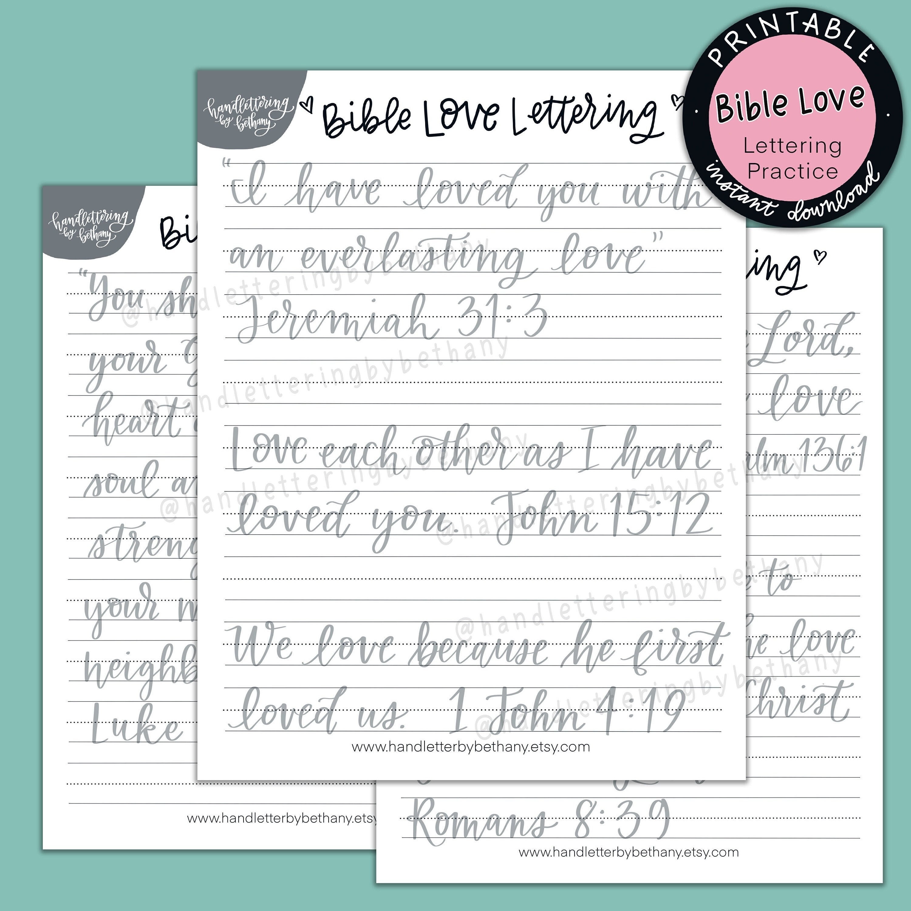 Scripture Hand Lettering Instruction Bible Lettering Practice, Lettering Practice Sheets, Calligraphy ...