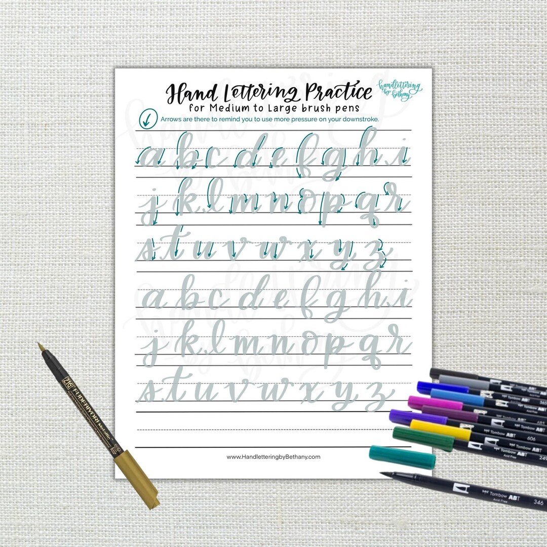Exercice Lettering Calligraphy Practice for Large Brush Pens, Lettering Practice Page ...