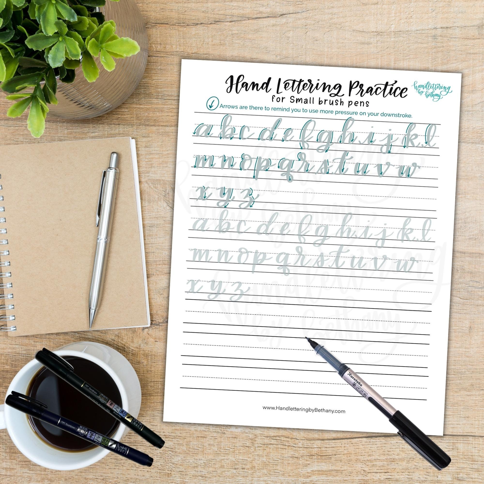 Small Brush Pens Practice Sheets Calligraphy Practice Page