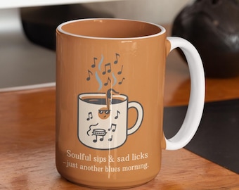 Soulful Blues Ceramic Mug - Coffee Loving, Music Vibes, Perfect Gift for Music Lovers, Retro Mug for Coffee, Tea or Hot Chocolate