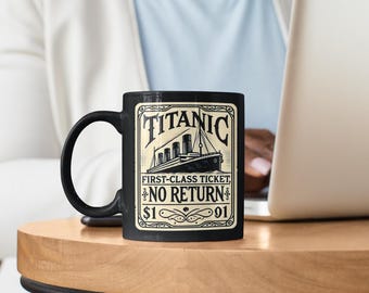 Titanic Nostalgia Black Mug - Vintage Travel Design, Perfect Gift for History Lovers, Coffee Lover&#39;s Mug, Unique Collectible, Vintage Style