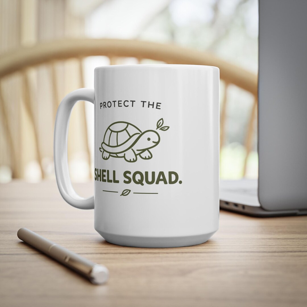Protect The Shell Protect the Shell Squad Ceramic Coffee Mug, Turtle Outline, Eco ...