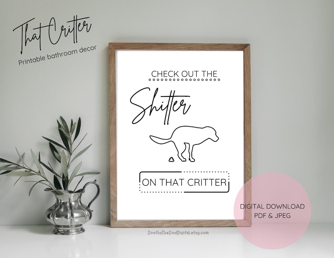 Printable Bathroom Sign, Dog Pooping Wall Decor, Bathroom Decor, Funny ...
