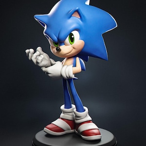 Sonic the Hedgehog 3D Printed & Hand Painted Collectible Figure | Video Game Inspired Statue | Fan Art Display Model