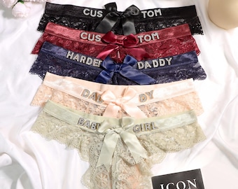 Personalisierter Spitzen Tanga, Benutzerdefinierte Name Dessous, Romantisches Geschenk für Ihn, Jahrestag Überraschung, Benutzerdefinierte Unterwäsche, Geschenkidee zum Valentinstag