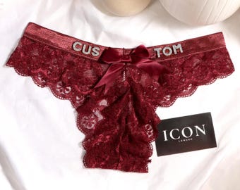 Christmas Custom Thong, Naughty Personalized Lingerie Gift for Him, Funny Stocking Stuffer, Sexy Holiday Surprise, Custom Name Panties
