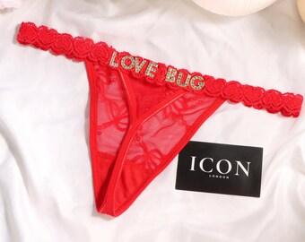 Christmas Custom Thong, Naughty Personalized Lingerie Gift for Him, Funny Stocking Stuffer, Sexy Holiday Surprise, Custom Name Panties