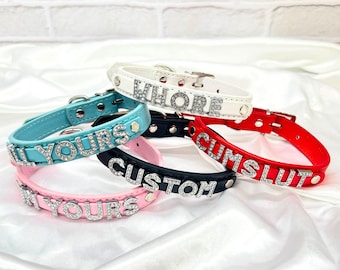 Custom Diamond Letters Choker Collar Necklace, Leather Choker, Custom Name Choker, Cosplay Daddys Girl Choker, Choker Woman, Gift for her