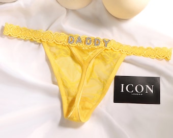 Personalized Lace Thong, Custom Name Lingerie, Romantic Gift for Him, Anniversary Surprise, Custom Underwear, Valentine’s Day Gift Idea