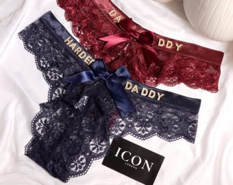 Tanga de encaje personalizada, lencería con nombre personalizado, regalo romántico para él, sorpresa de aniversario, ropa interior personalizada, idea de regalo para San Valentín