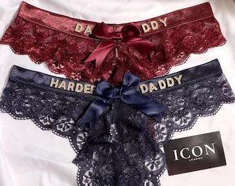 Romantic Custom Lingerie, Personalized Thong with Name, Sexy Custom Panties, Valentine’s or Anniversary Gift for Him, Handmade Lingerie