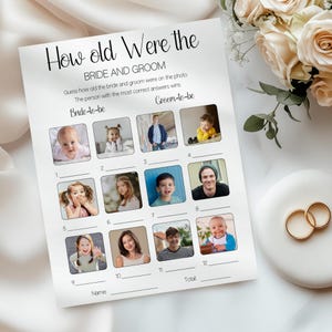 How Old Were They Bridal Shower Game, Printable Guess the Ages, Editable Template, Instant Download Fun