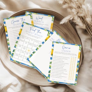 Amalfi Coast Bridal Shower Games Template, Editable Mediterranean Citrus Games, Printable Fun for Guests WS014