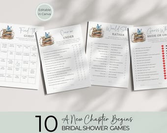 A New Chapter Begins Bridal Shower Games, Printable Storybook Bundle, Fun Activities for Your Special Day WS007