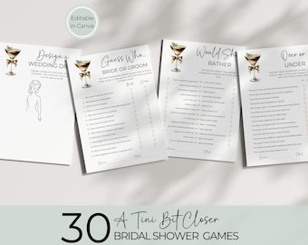 A Tini Bit Closer Bridal Shower Games, Printable Activities, Editable Templates, Coffee Cocktail Fun Ideas, Bachelorette Party WS026