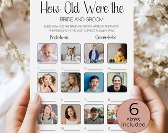 How Old Were They Bridal Shower Game, Printable Guess the Ages, Editable Template, Instant Download Fun