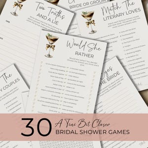 A Tini Bit Closer Bridal Shower Games, Printable Activities, Editable Templates, Espresso Martini Fun Ideas, Bachelorette Party WS026