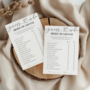 Bride or Groom Question Game, Fun Printable Bridal Shower Trivia, Editable Couples Game, Digital Download for Wedding Celebrations