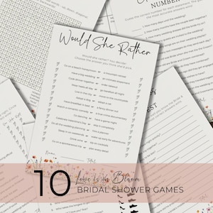 Wildflower Bridal Shower Games, Love is in Bloom, Editable Canva Templates, Printable Floral Games for Fun Bridal Activities WS020