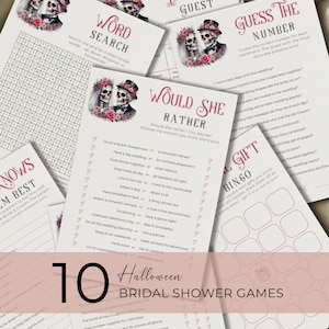 Halloween Bridal Shower Games, Editable Printable Fun, Spooky Bridal Party Activities, Gothic Game Collection WS017