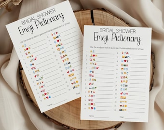 Bridal Shower Emoji Pictionary Game: Printable Wedding Activity (Canva Template, Digital Download)
