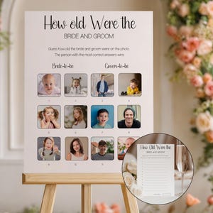 How Old Were They Bridal Shower Game Template, Guess Their Age, Editable Printable Game, Fun Activity for Wedding Celebrations