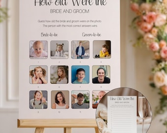 How Old Were They Bridal Shower Game Template, Guess Their Age, Editable Printable Game, Fun Activity for Wedding Celebrations