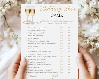 Pearls and Prosecco Wedding Shoe Bridal Shower Game, Fun Couples Game, Printable Bridal Shower Activity, Editable Template Download