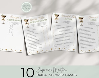 Coffee Cocktail Bridal Shower Games, Printable Editable Templates, Tini Bit Closer Party Fun, Digital Download Bundle, Love is Brewing WS005