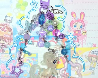 Rarity Beaded Trinket Keychain - MLP, Heisei Retro, Toy Bag Charm, Kawaii Deco Accessory