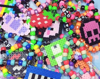 Mystery Perler Kandi Bracelets - Rave Scene, Emo, Kawaii Accessories for Trading