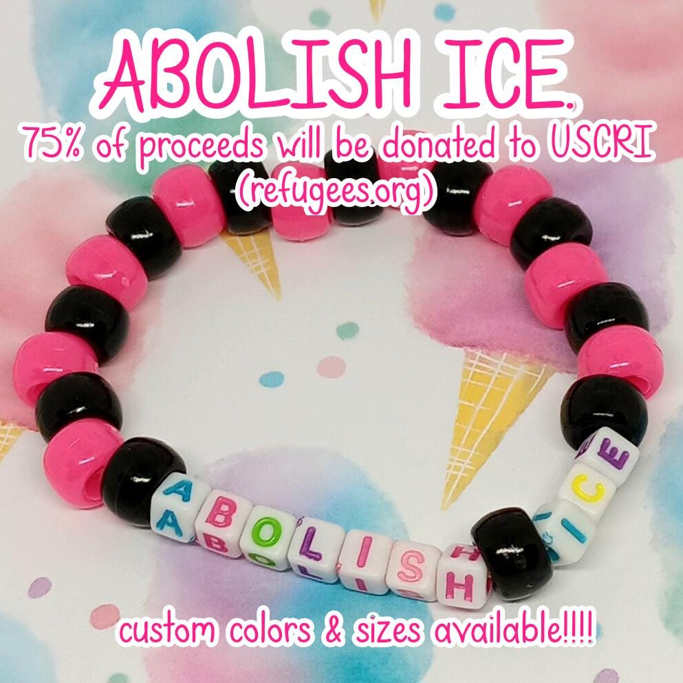 Abschaffen ICE Kandi Armband - Spende Benefiz Charity für Immigrierte, Geflüchtete, Rejekt Projekt 2025, Accessoires, Perlenschmuck