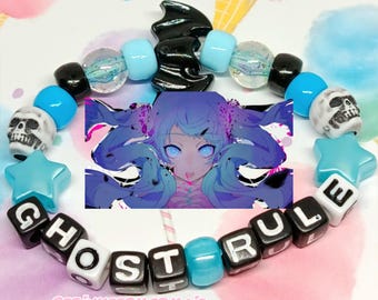 Ghost Rule Kandi Armband - Hatsune Miku Deko 27 Vocaloid Webcore Emo Y2K Decora Kei Accessoires Perlenschmuck