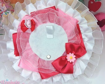 Berry Butterfly Ita Bag Rosette - Accessory for 58mm Pins, Kawaii Button Holder, Ribbon Merch Display