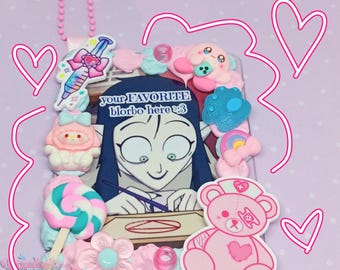 Menhera Decoden Toploader Keychain - Kawaii Ita Bag Charm, Oshikatsu Deco Frame, Kpop Photocard Holder