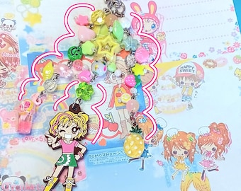 Super GALS! Keychain - 2000s Gyaru Anime, Heisei Retro Trinkets, Bag Charm, Deco Beaded Accessory