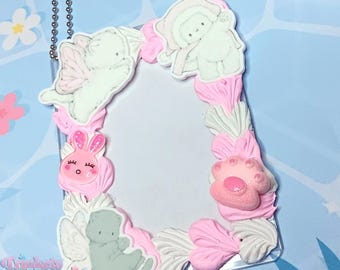 Pink Kitty Decoden Toploader - Kawaii Ita Bag Decor, Oshikatsu Frame, Deco Photocard Holder