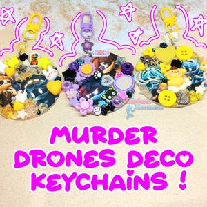 Murder Drones Deco Keychains - Uzi, Serial Designation V & N, Trinkets Glitch Productions Animation Accessories, Y2K Decora Kei Bag Charm