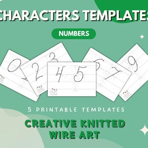 Numbers Wire Craft Templates , Knitting Patterns, i-cord tricotin diy, Bending Guide Numbers, Printable Pattern,  French Knitting, DIY decor