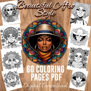 Black Women Coloring Pages: Afro Style Mandala Art (PDF Digital Download)