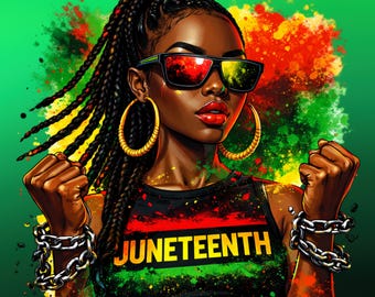 Svart kvinna Afro PNG-design, Afro Clipart, Juneteenth digital nedladdning