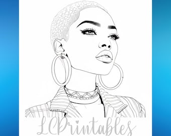 Afro Black Girl Coloring Page: Stylish Woman Printable (PDF Download)