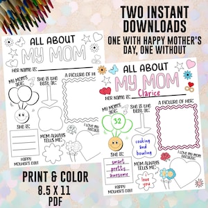 All About My Mom, Mother&#39;s Day Coloring Pages