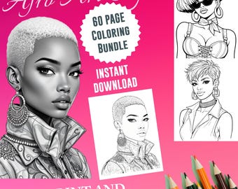 60 páginas para colorear de mujeres negras: diseños de arte afro (descarga digital)