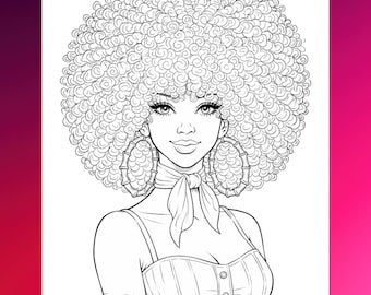Afro Black Girl Coloring Page: Stylish Woman Printable (PDF Download)
