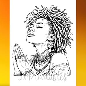 Black Woman Coloring Page: Afro Style Art Digital Download